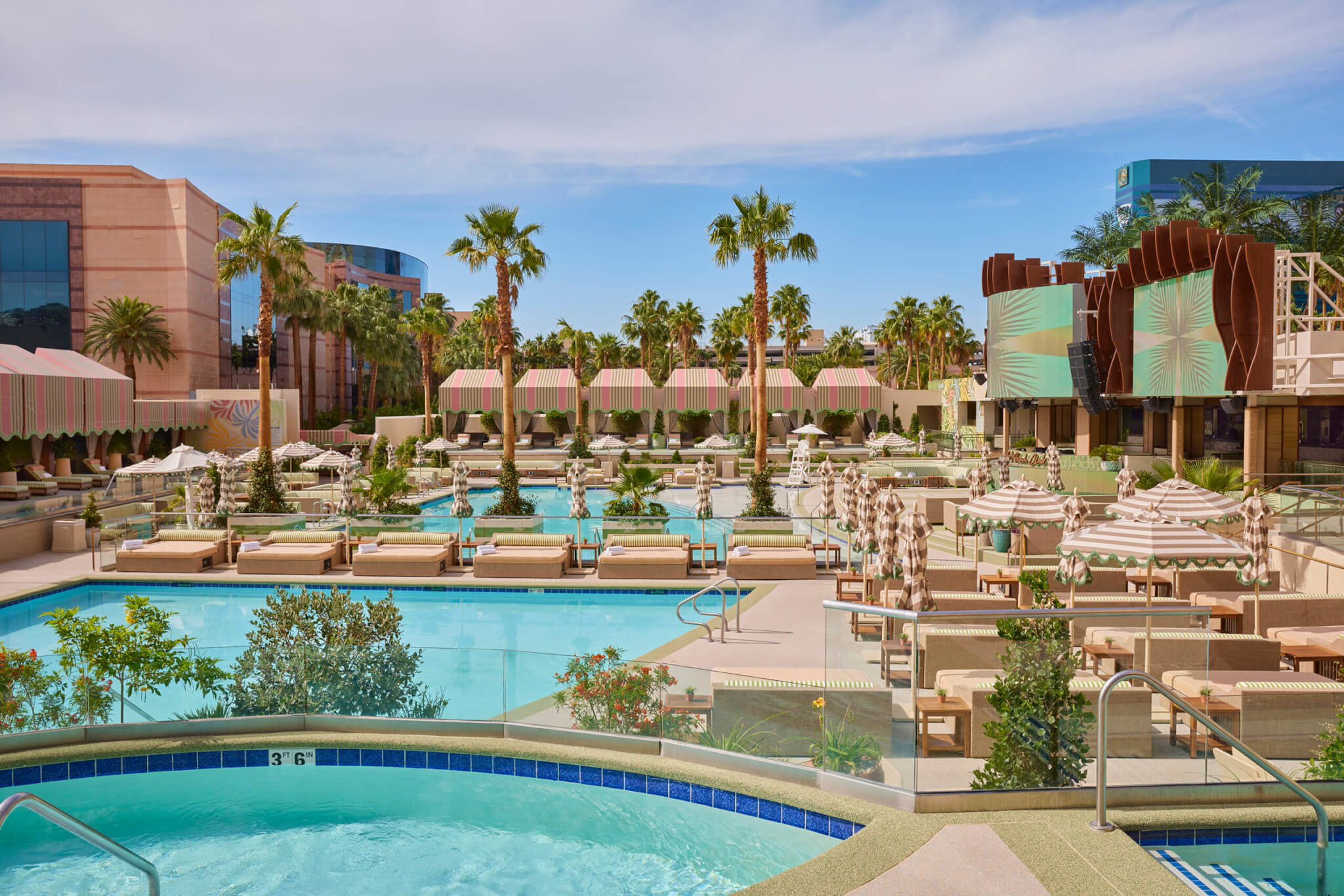 Inside Palm Tree Beach Club — the main floor